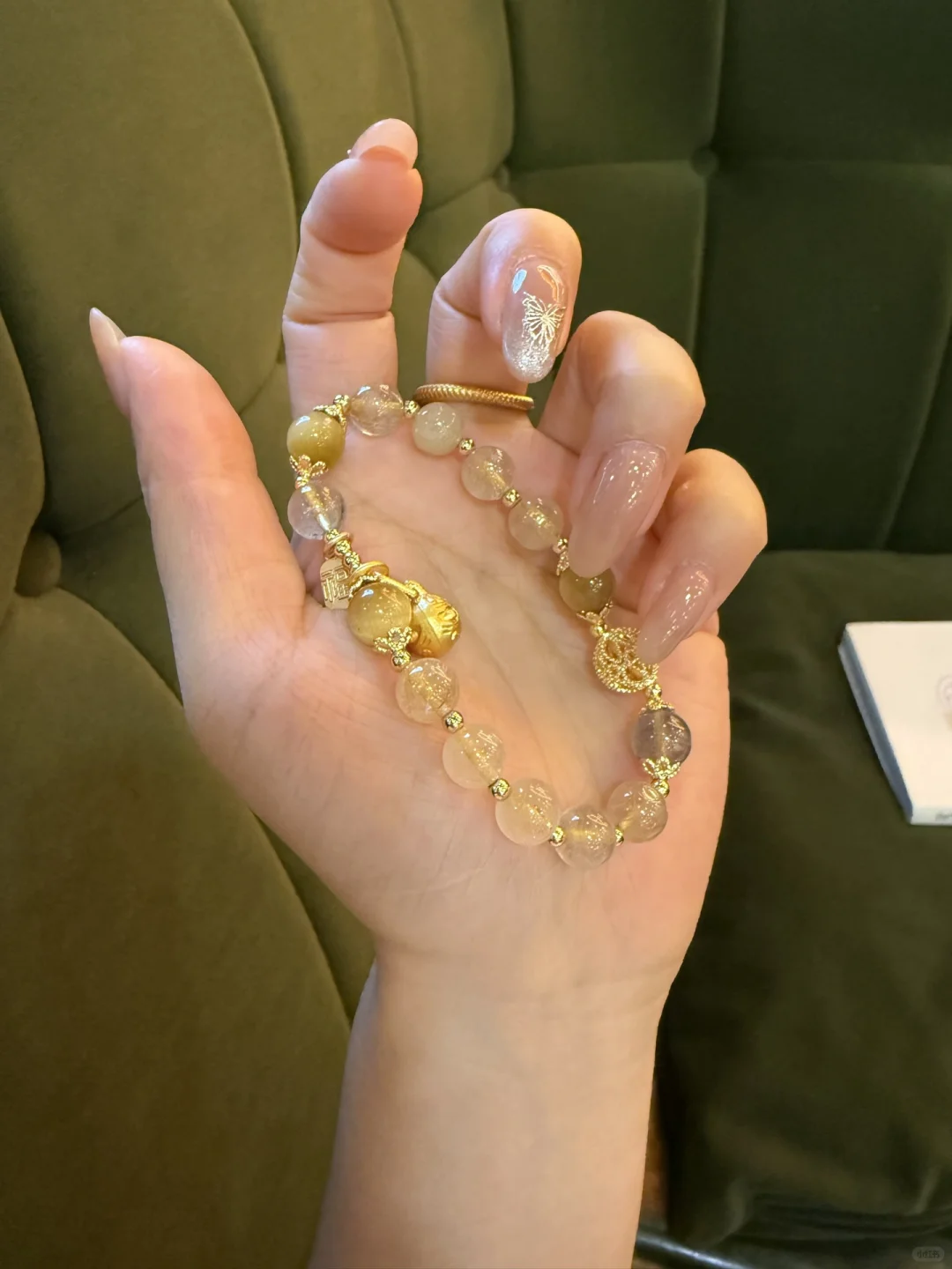 招财水晶一夜暴富天然金发晶手链女生转运珠