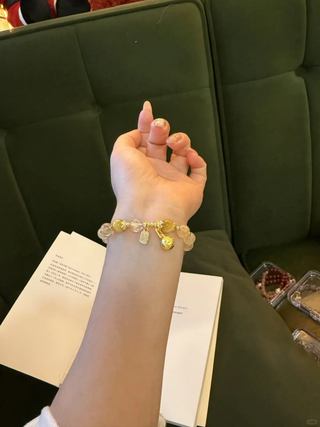 招财水晶一夜暴富天然金发晶手链女生转运珠