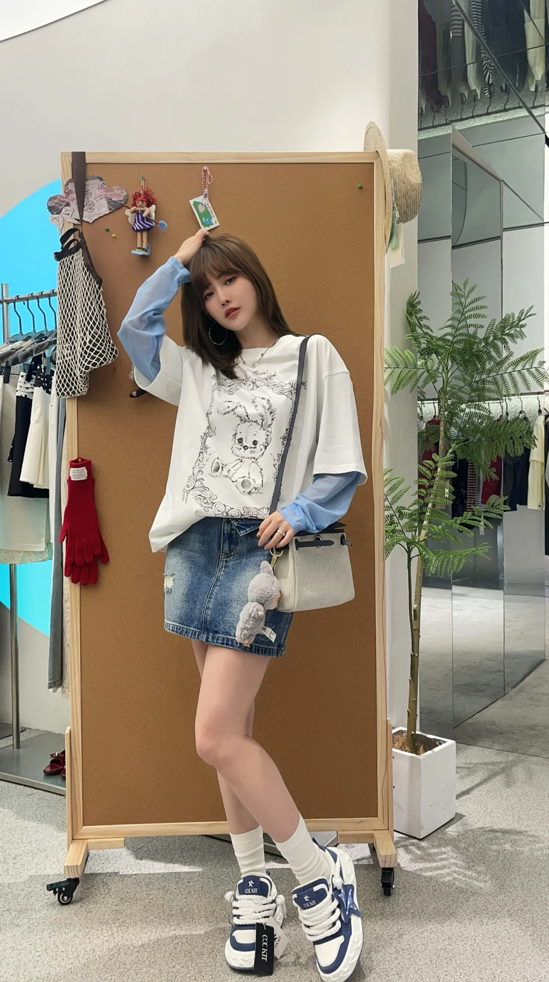 Alexia Sandra 25春夏新款拼接网格袖假两