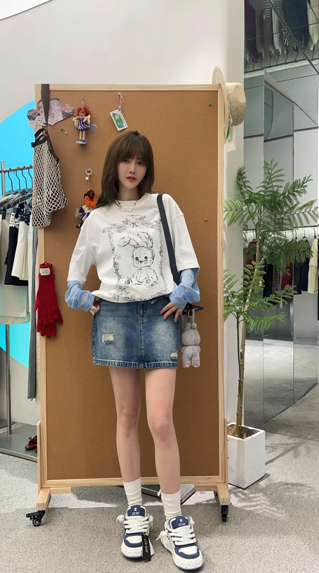 Alexia Sandra 25春夏新款拼接网格袖假两