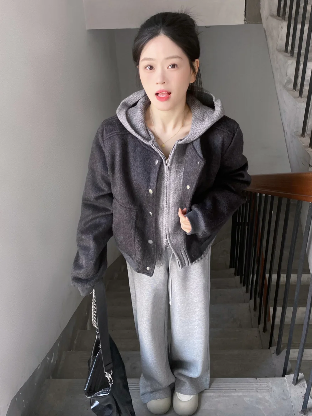 153 90｜短上衣➕卫裤 这么穿好显高！🖤