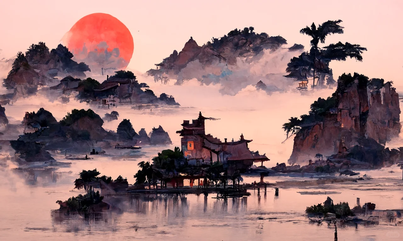 千秋钓舸歌明月,万里沙鸥弄夕阳