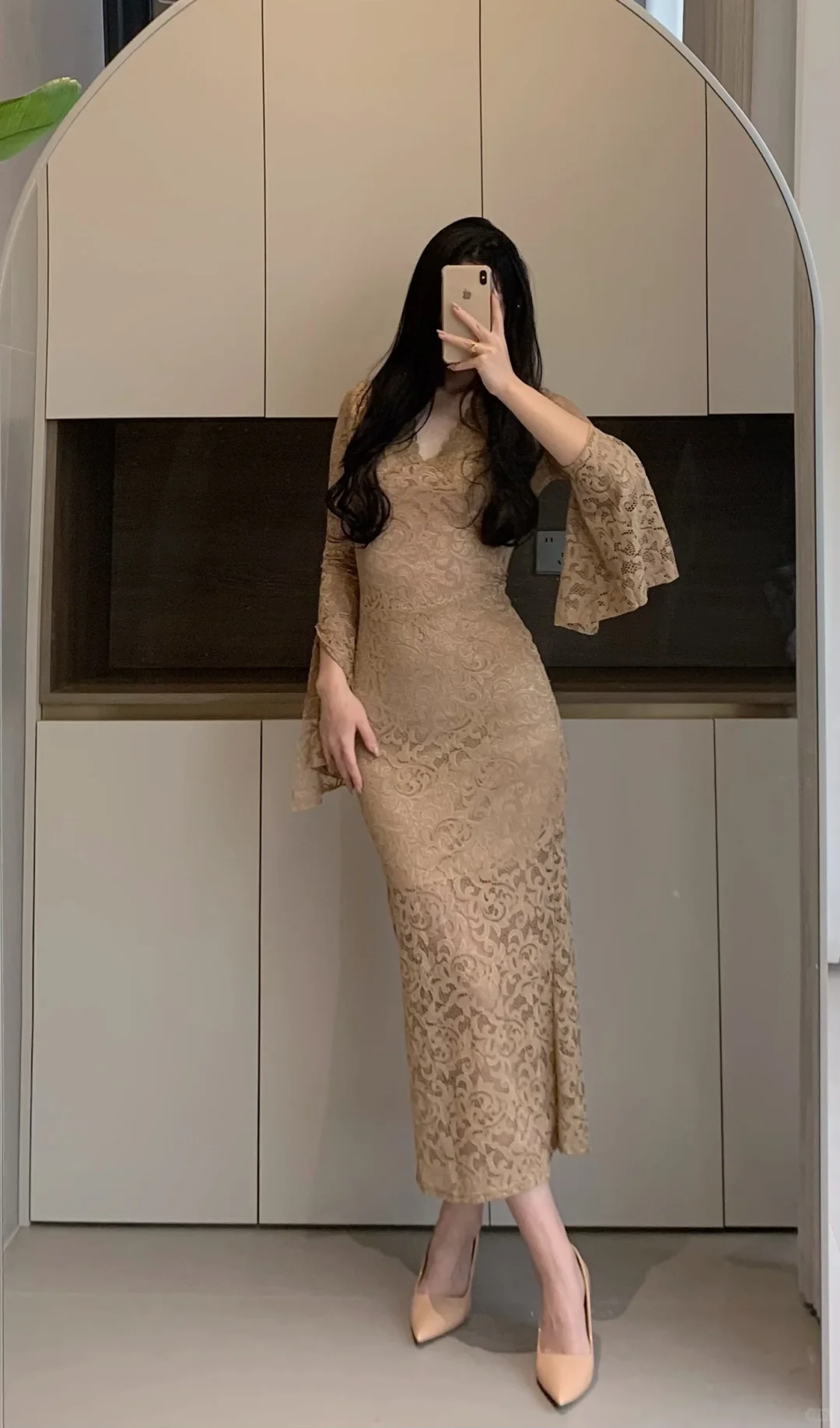 蕾丝➕裸色高跟
