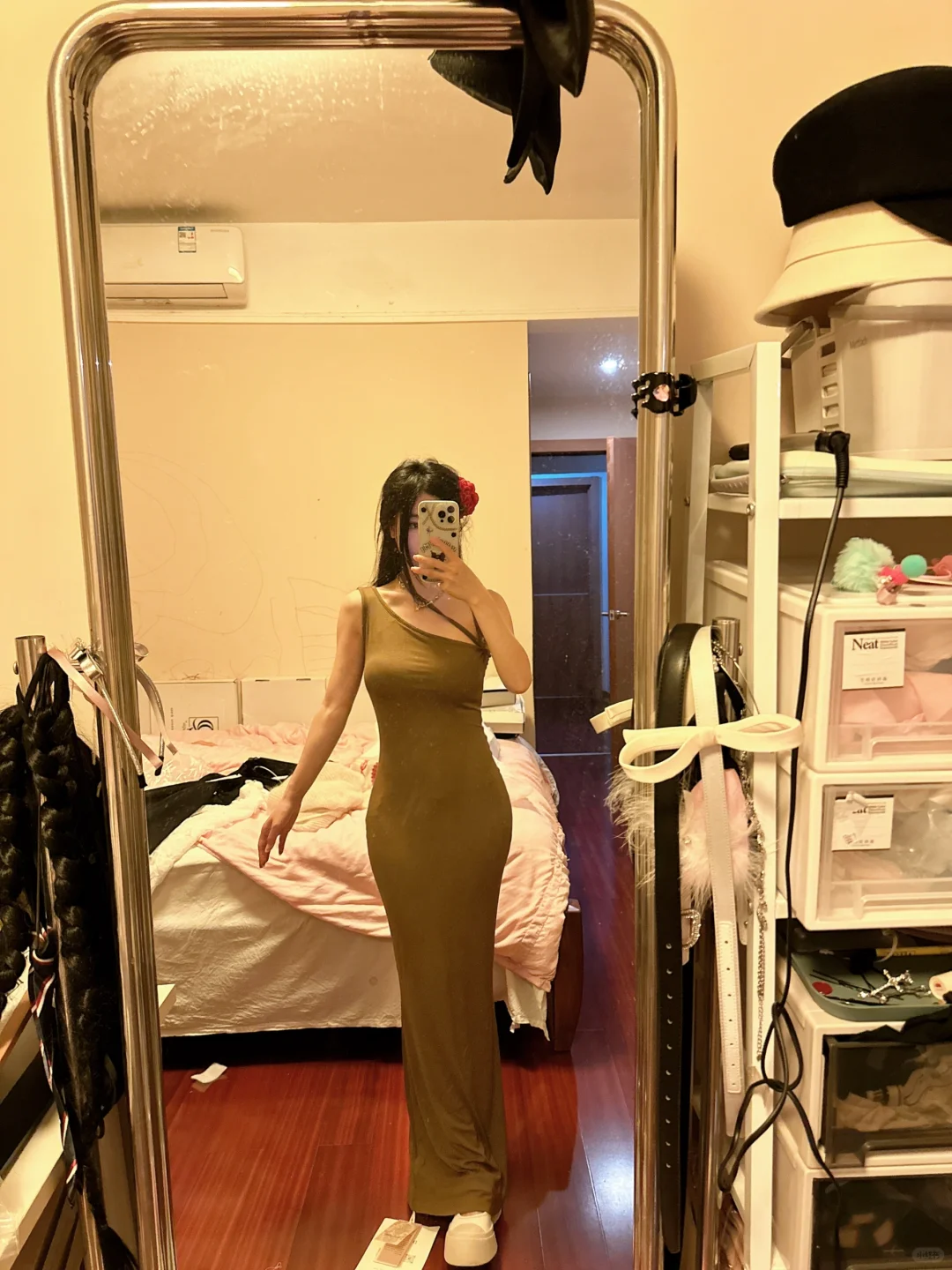 JMSHOP 曼妙姐姐 自带外扩胸垫修身连衣裙女