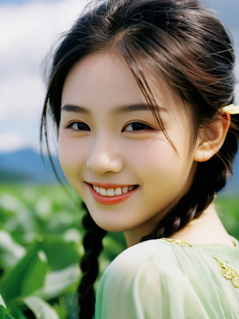 自然的馈赠，绿衣美女的幸福时刻