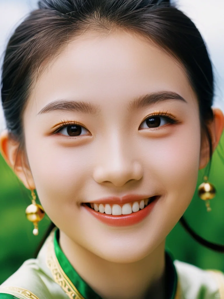 自然的馈赠，绿衣美女的幸福时刻