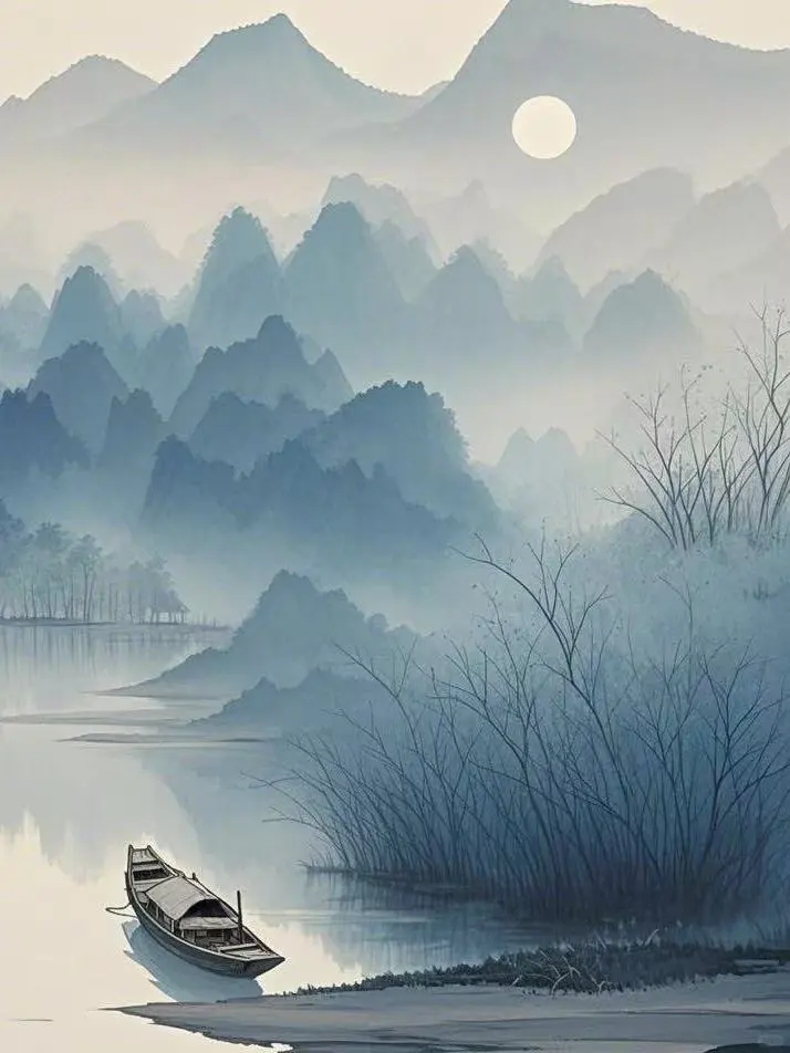 Ai绘图，小船，意境，高级，壁纸，海报，可帮做