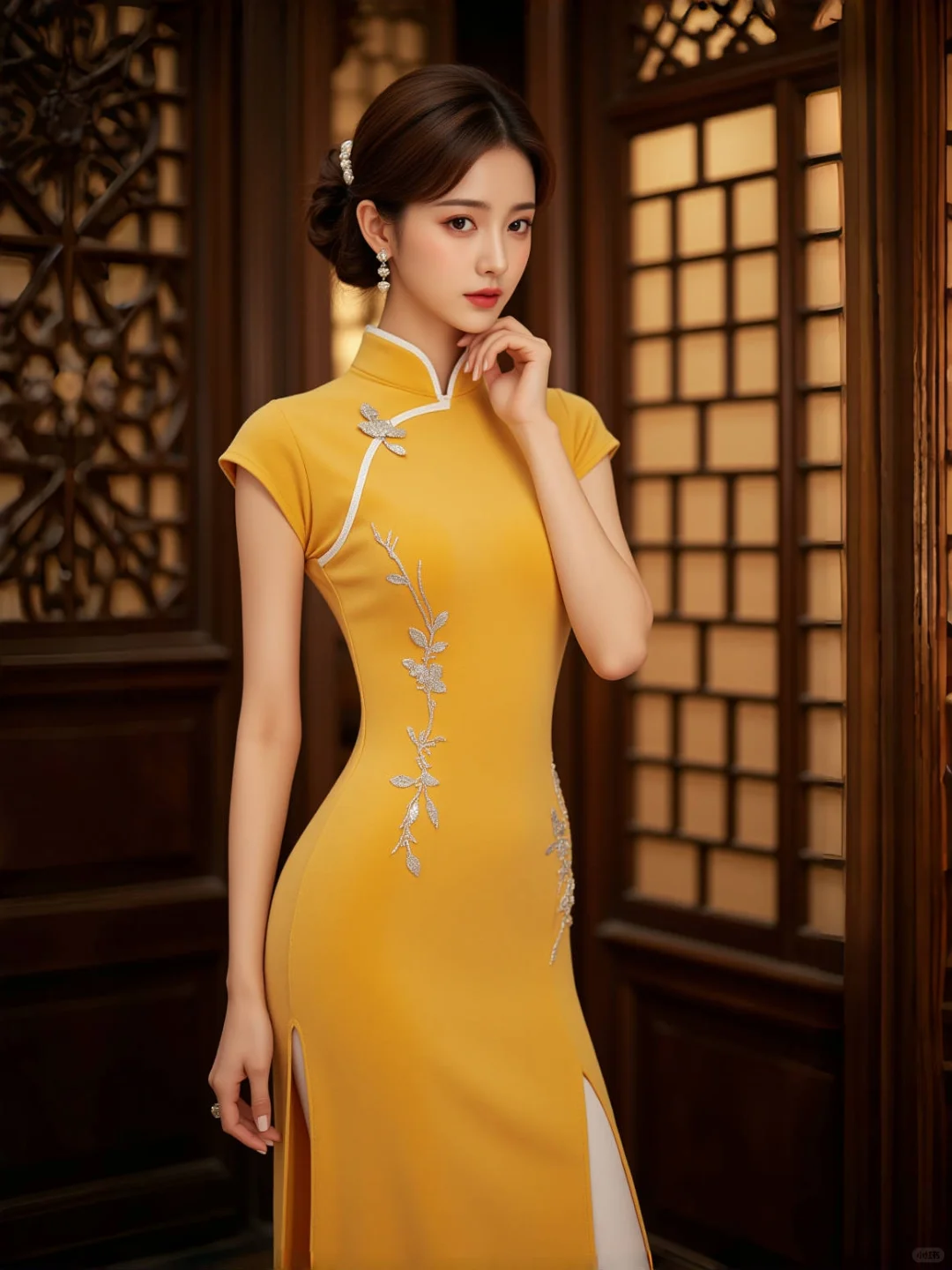 黄色旗袍写真