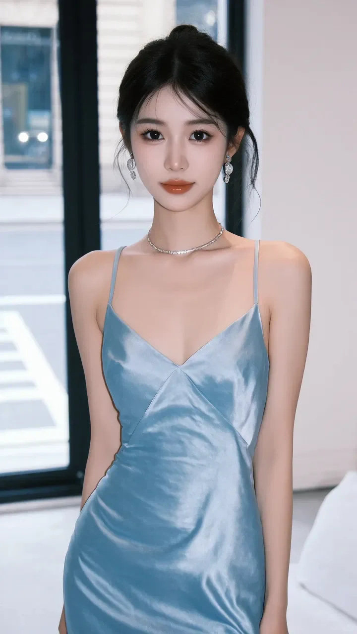 少女感与御姐范随意拿捏，一身长裙，邂逅窗景