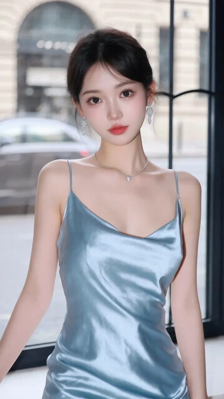 少女感与御姐范随意拿捏，一身长裙，邂逅窗景