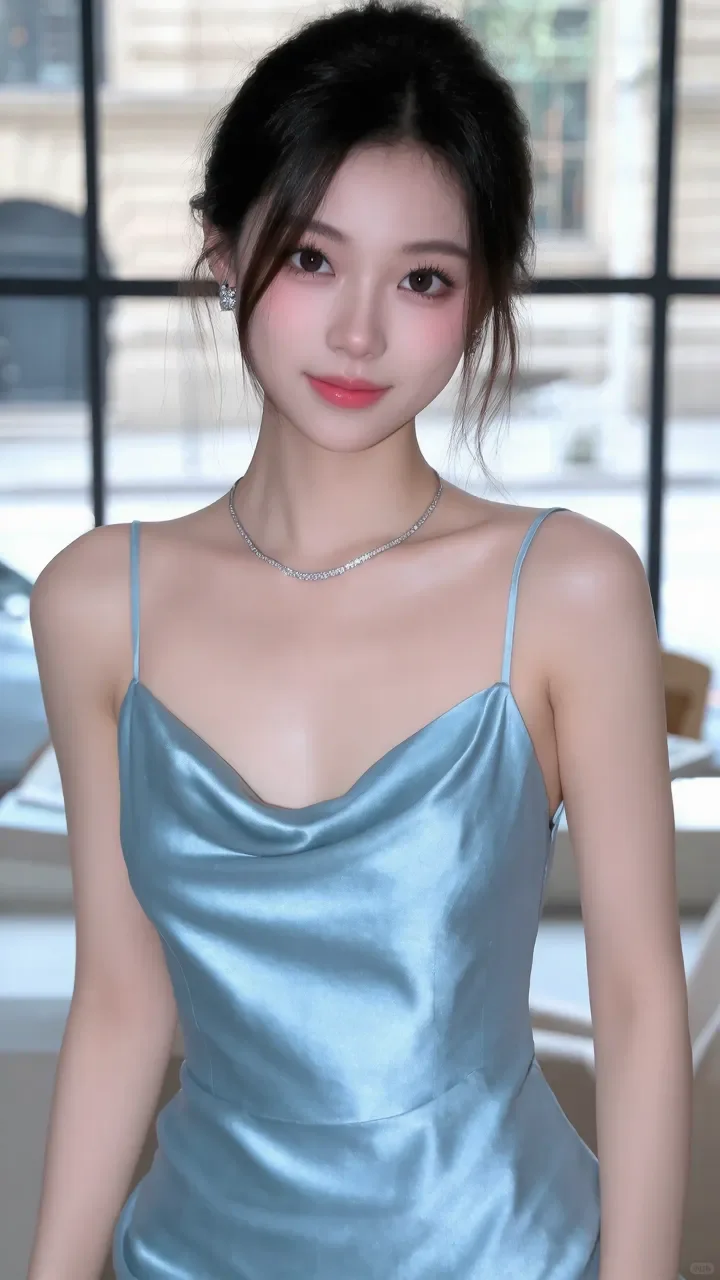 少女感与御姐范随意拿捏，一身长裙，邂逅窗景