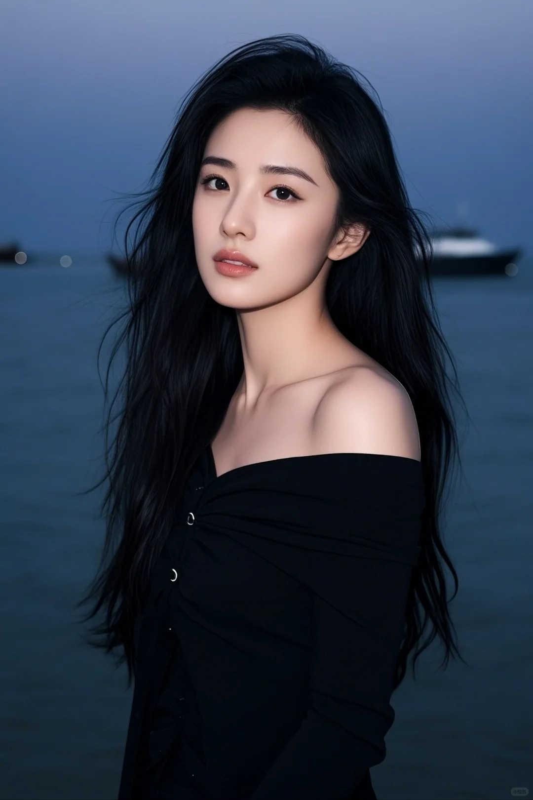 海边凄美风格写真 ai美女