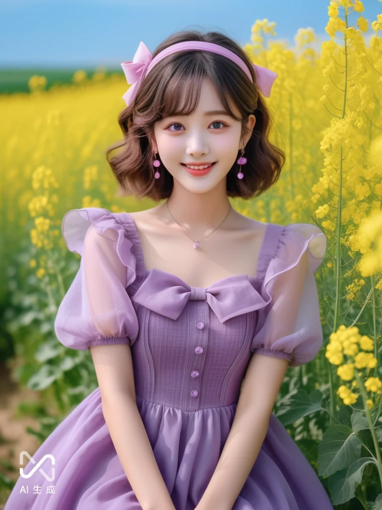 元气AI女生油菜花写真！AI生成