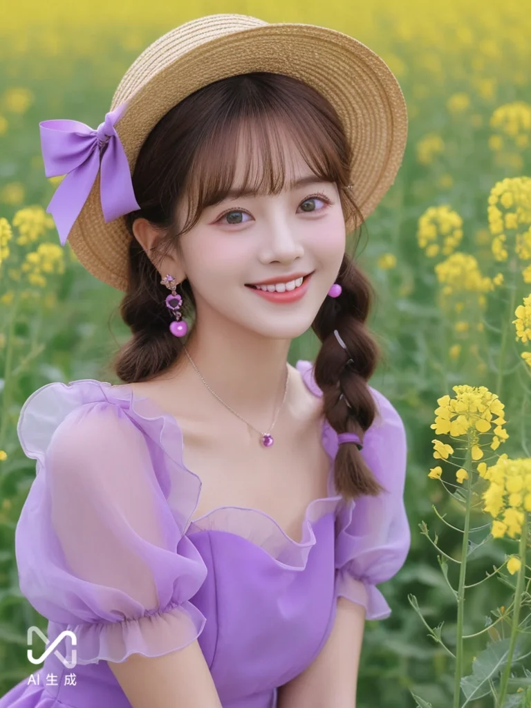 元气AI女生油菜花写真！AI生成