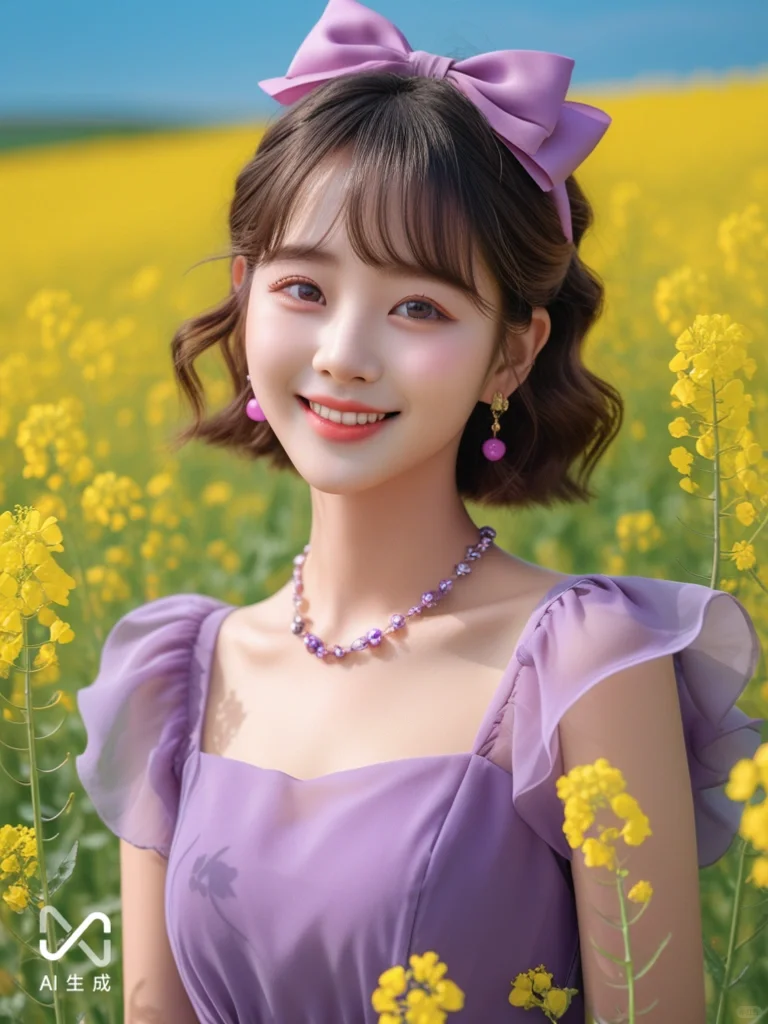 元气AI女生油菜花写真！AI生成