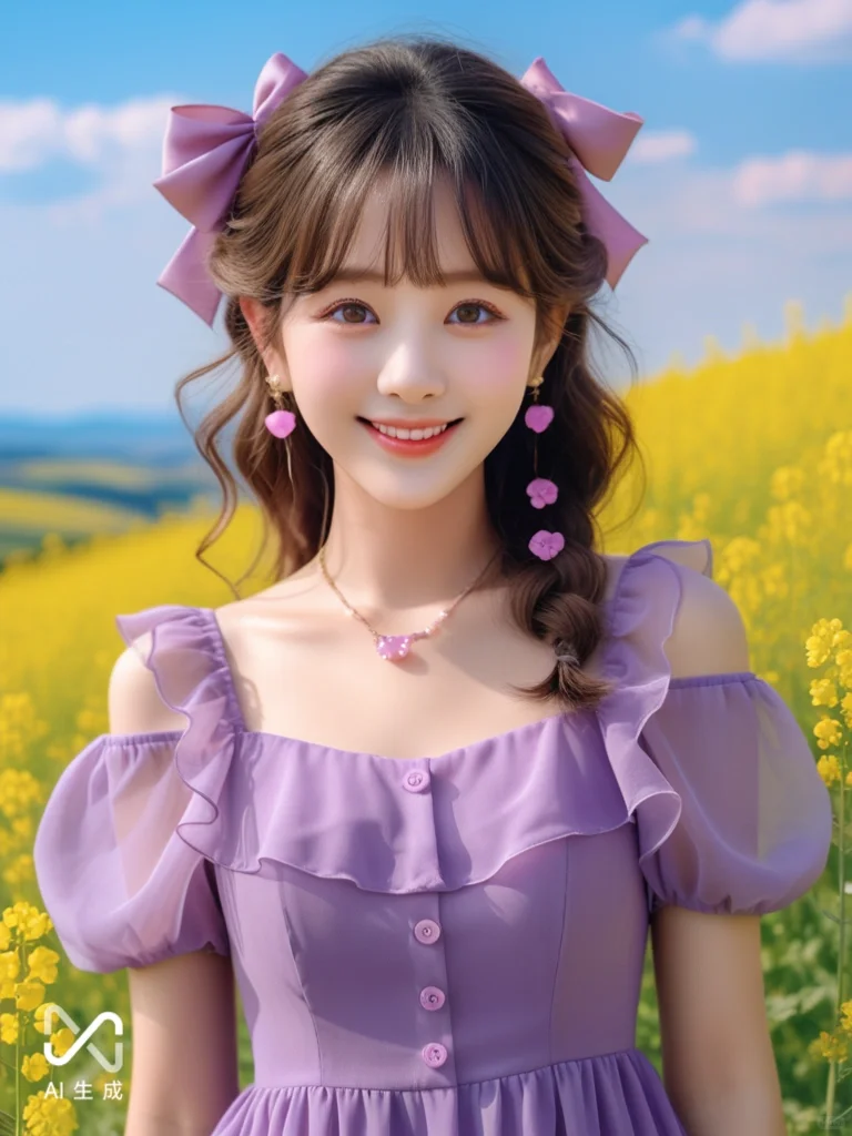 元气AI女生油菜花写真！AI生成