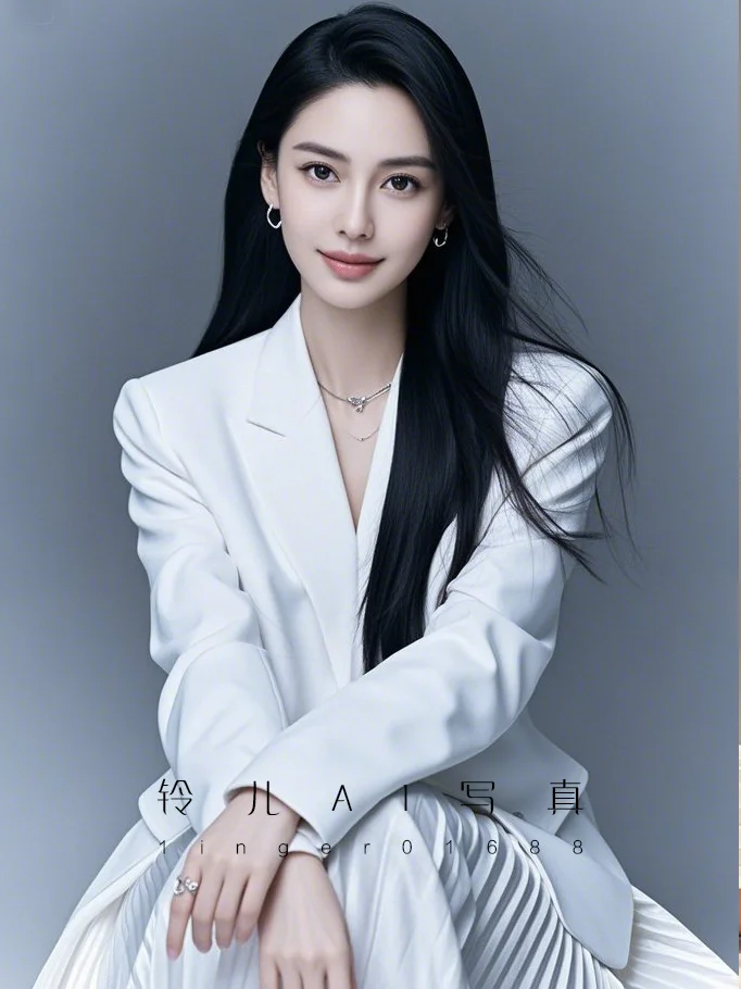 女士白色西装形象照可定制ai头像气质写真照