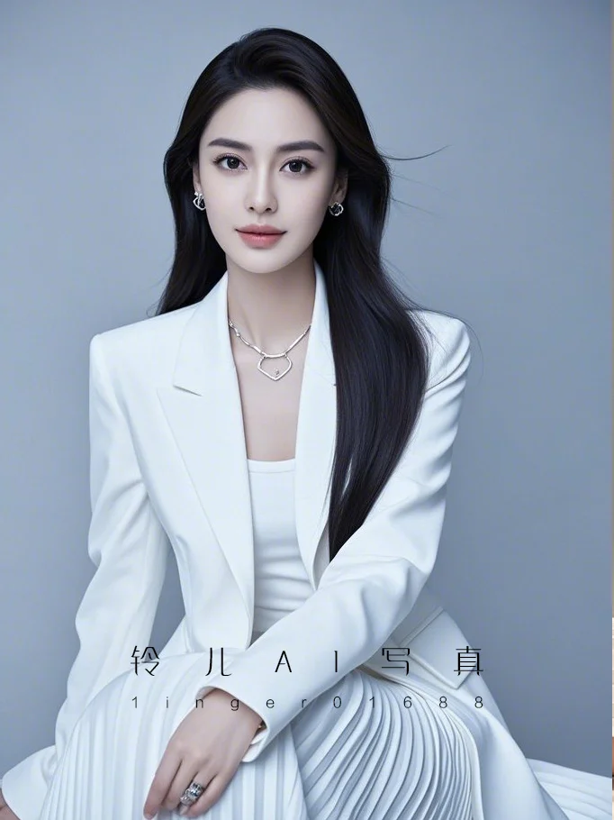 女士白色西装形象照可定制ai头像气质写真照