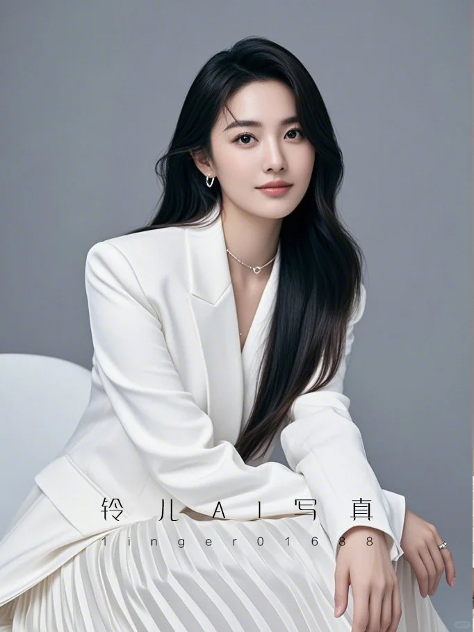 女士白色西装形象照可定制ai头像气质写真照