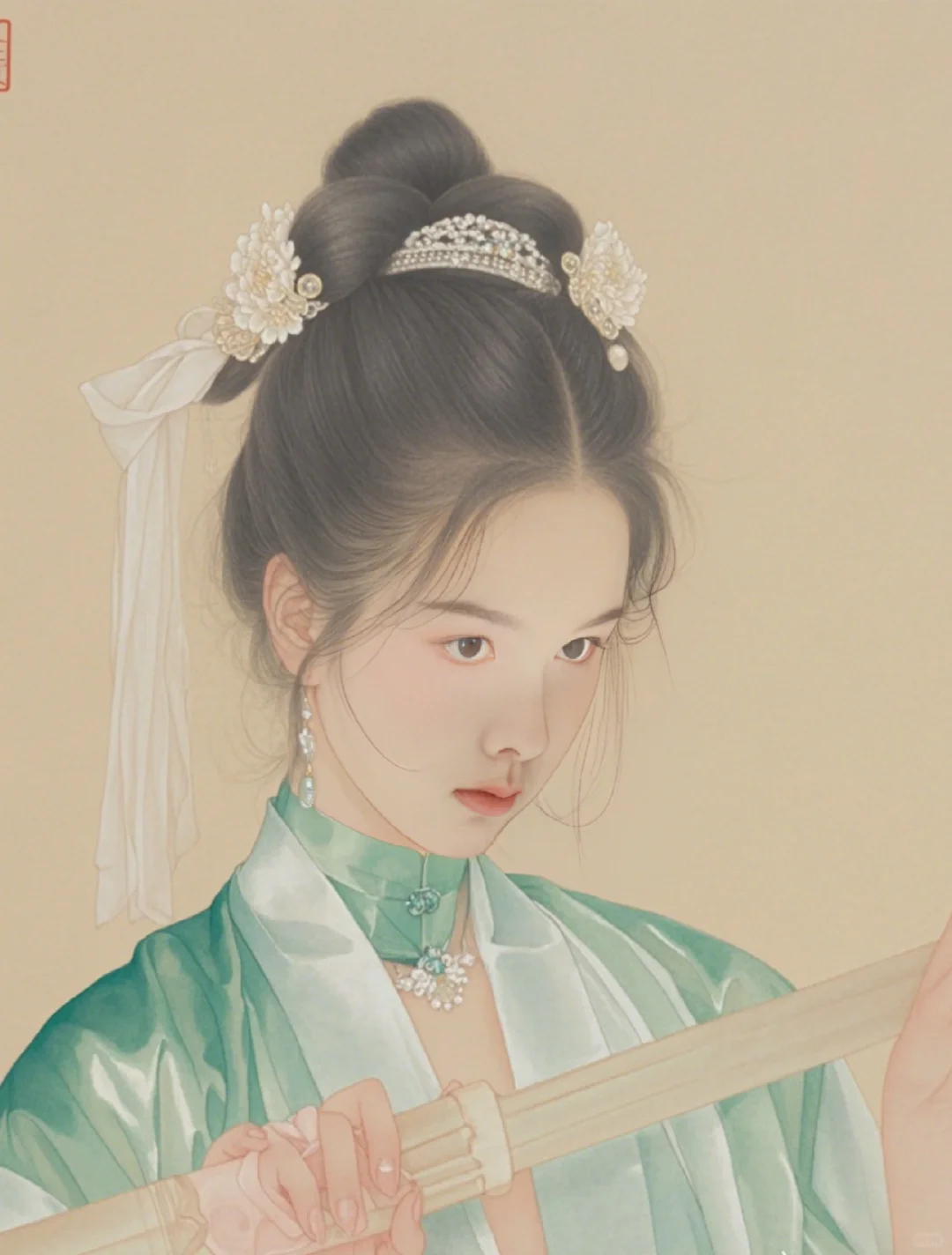 贵女，陈都灵，工笔画，素材
