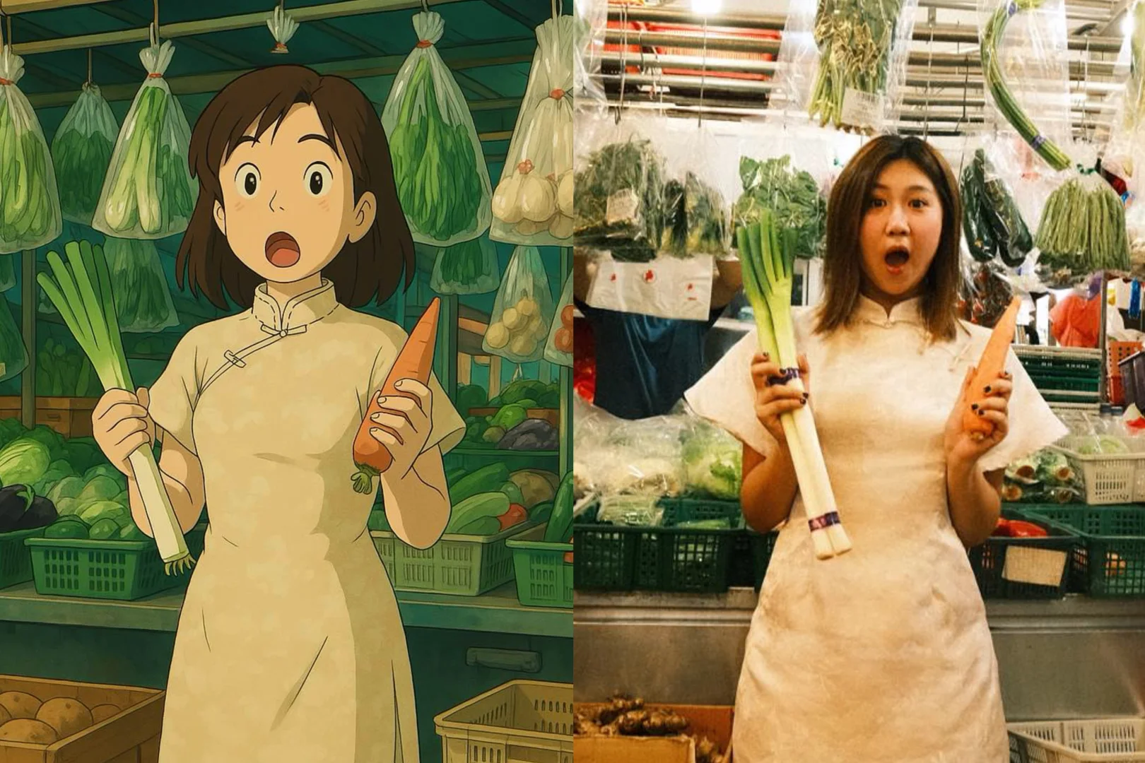 🇸🇬｜穿旗袍的博士生少妇在菜市场