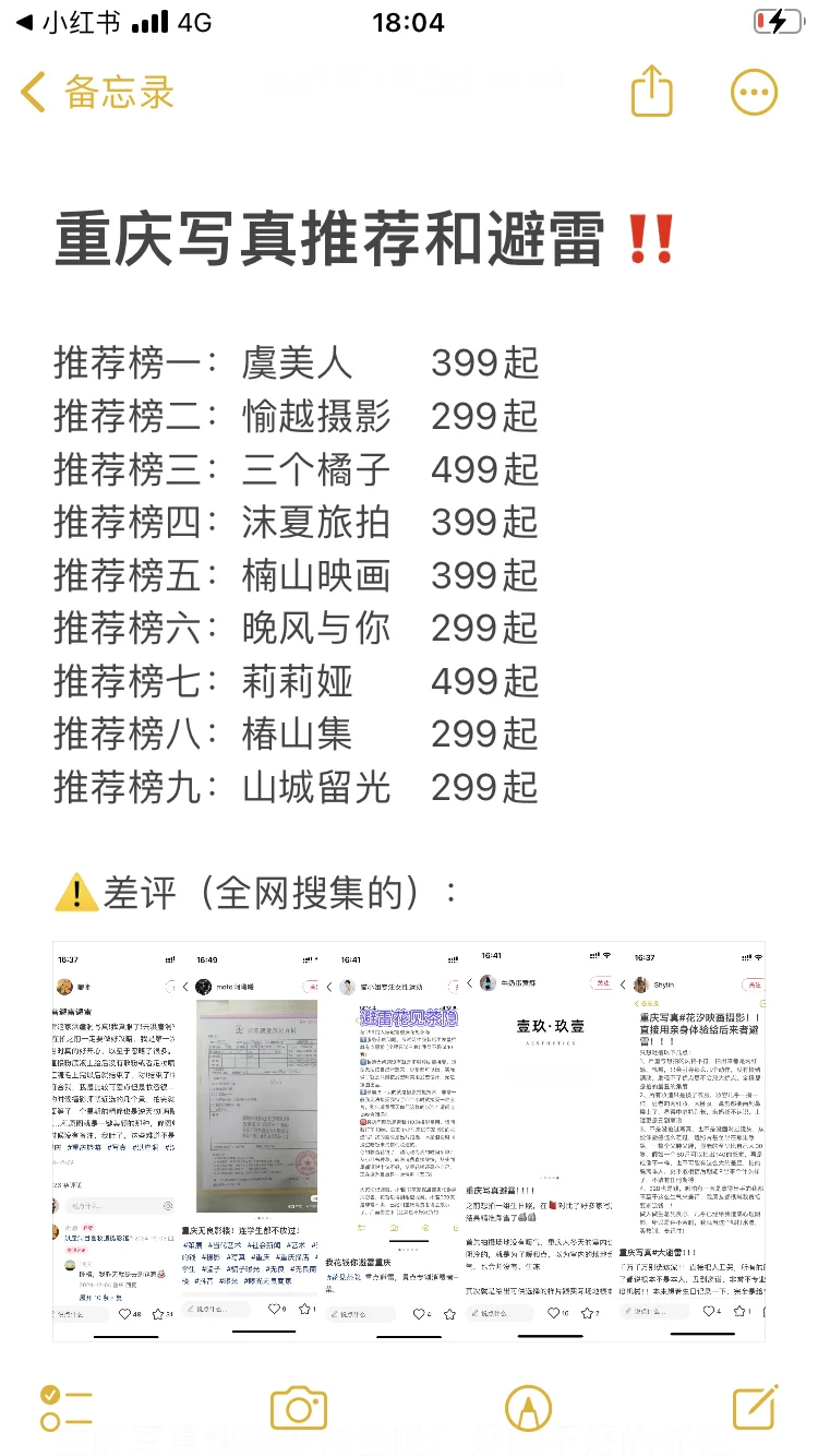 重庆写真快来抄作业啦!好的不好的都在这里