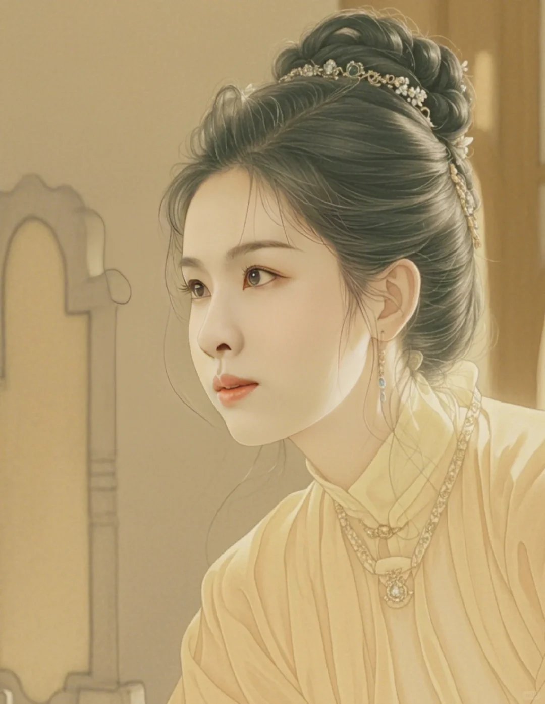贵女，陈都灵，工笔画，素材
