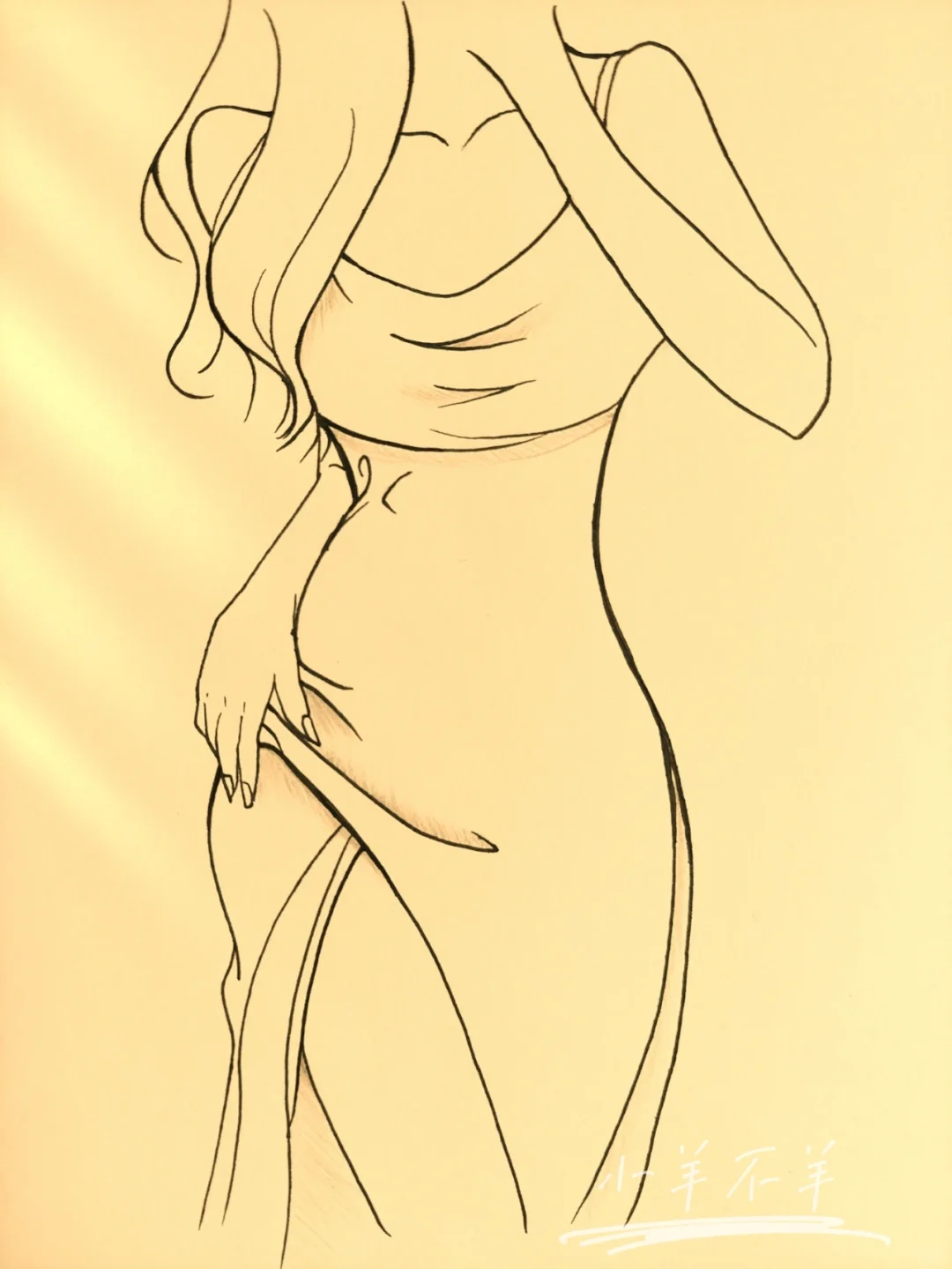 美女黑白简笔画＃绘画教程22（附过程）