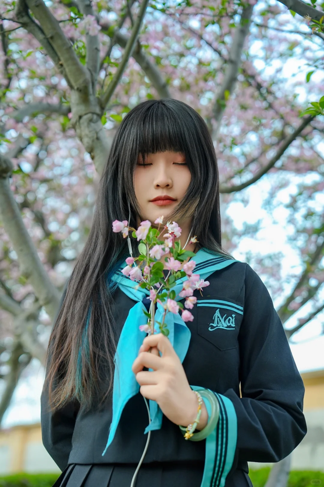 趁海棠花开，穿JK去赴一场春天的约会