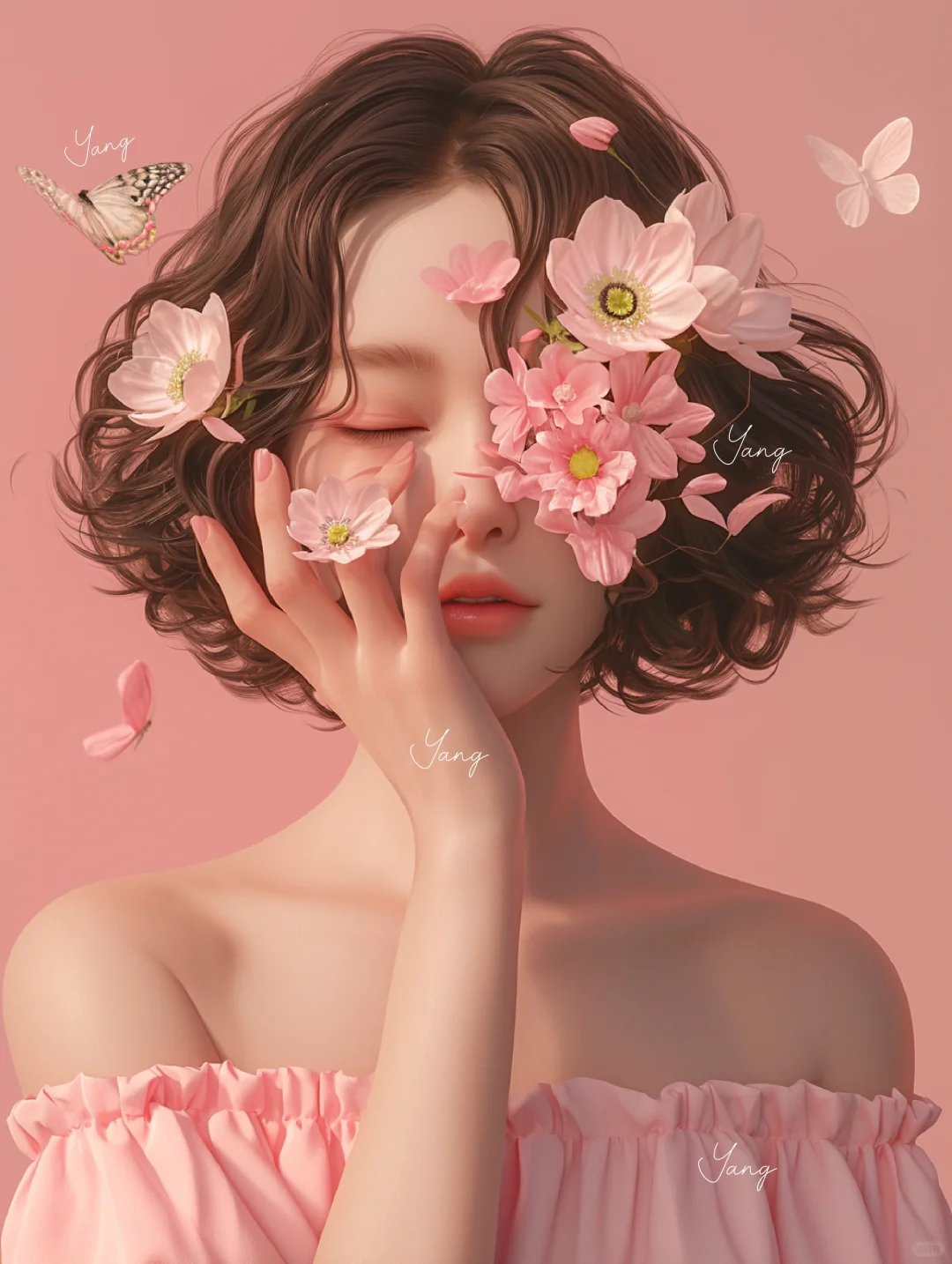 恰逢春日，一束鲜花，一面春光|唯美女头像