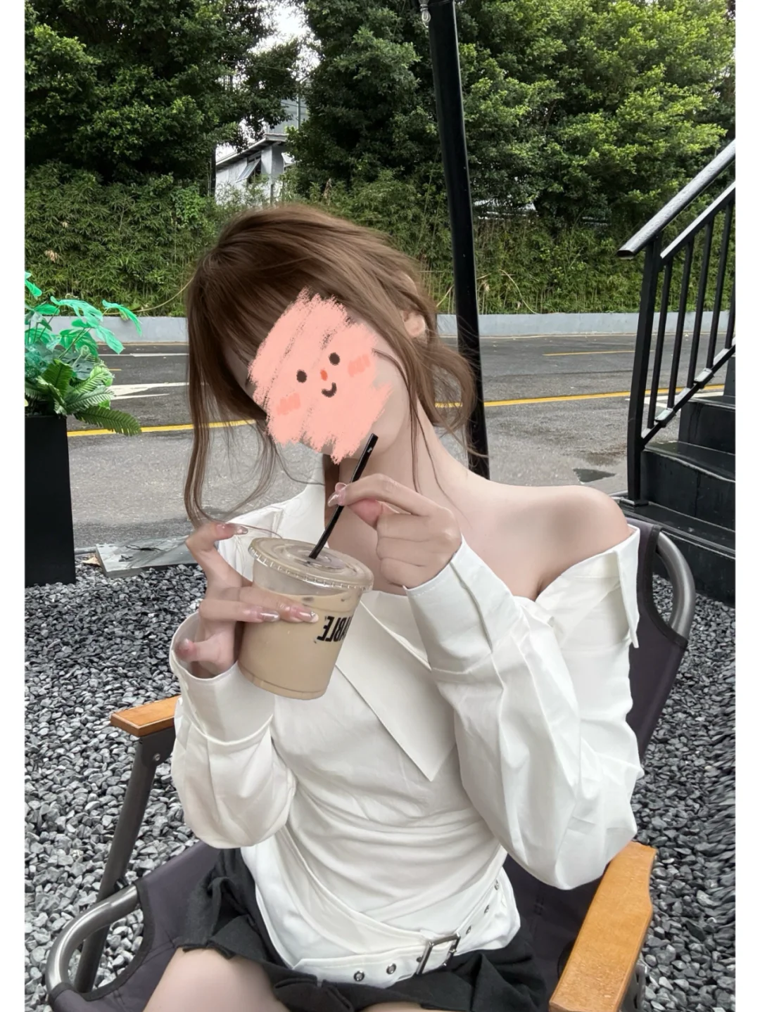 viapitti同款高定露肩褶皱辣妹衬衫 太韩了