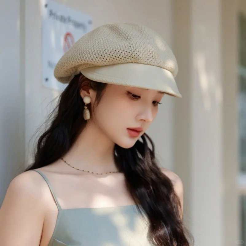 复古显脸鸭舌前进小韩版八角帽帽子女时尚画