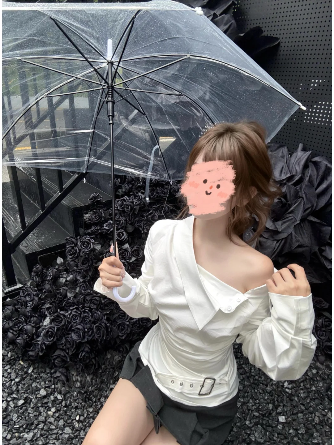 viapitti同款高定露肩褶皱辣妹衬衫 太韩了