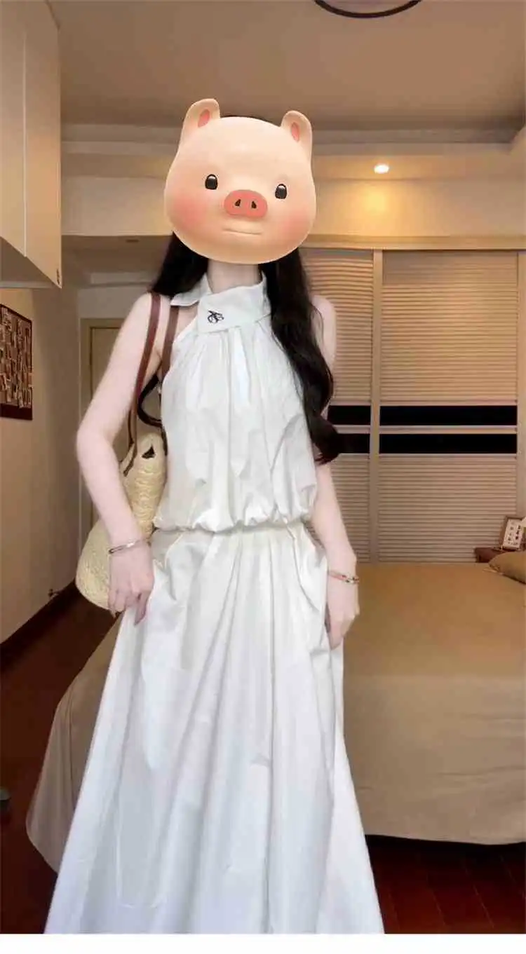 夏日必备?甜辣妹白色长裙