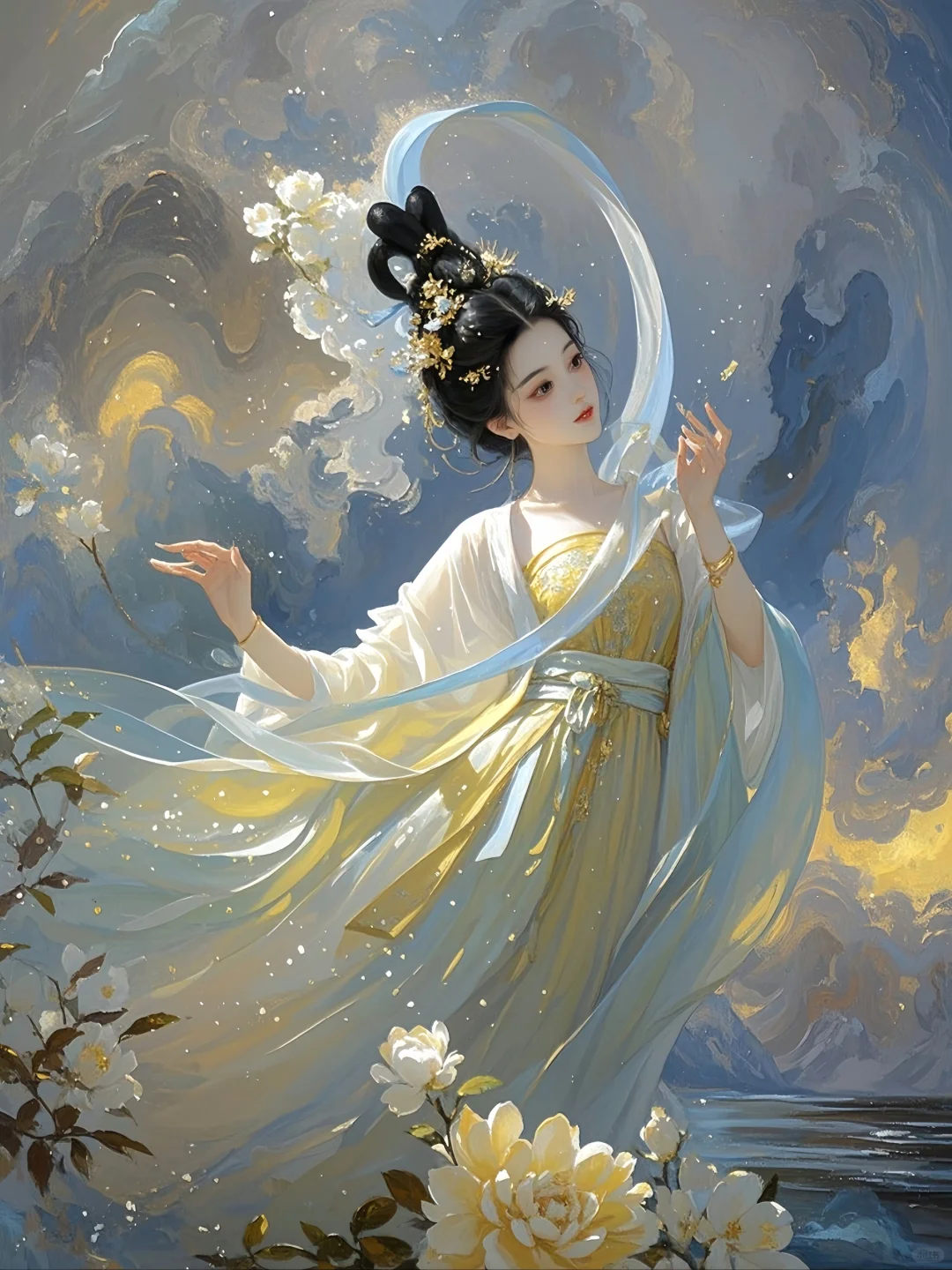 古风壁纸/月中仙子下瑶台，落入凡间如雪开