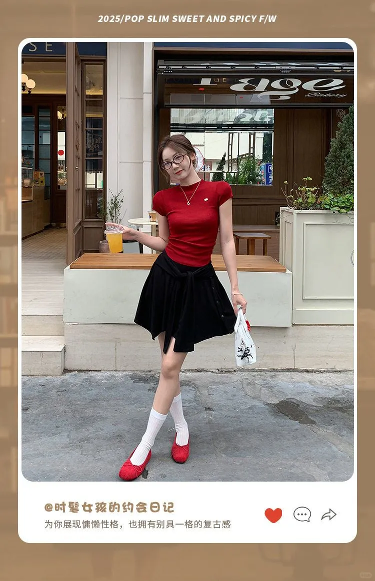 💖夏季必备！红色圆领T恤👚