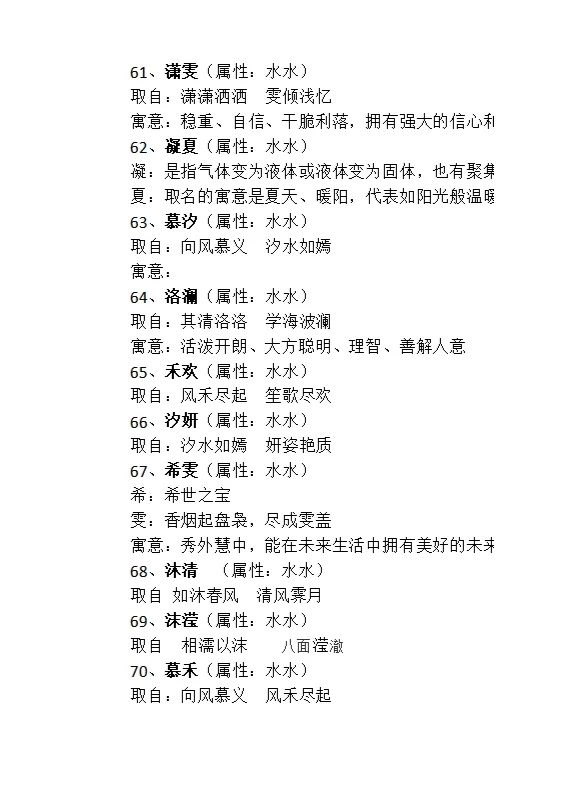 属性水水的名字