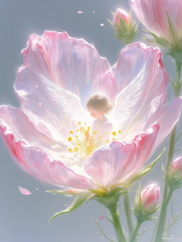 蜷在樱花花蕊里的小天使，正把星光缝进春天