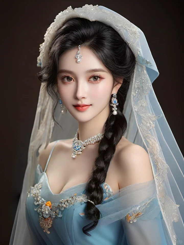 蓝色礼服AI美女