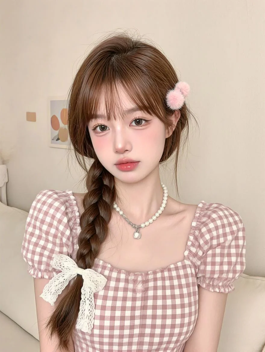 好喜欢这条粉色格子裙💗
