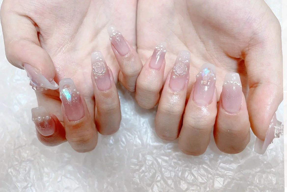 水晶粉延长仙女美甲