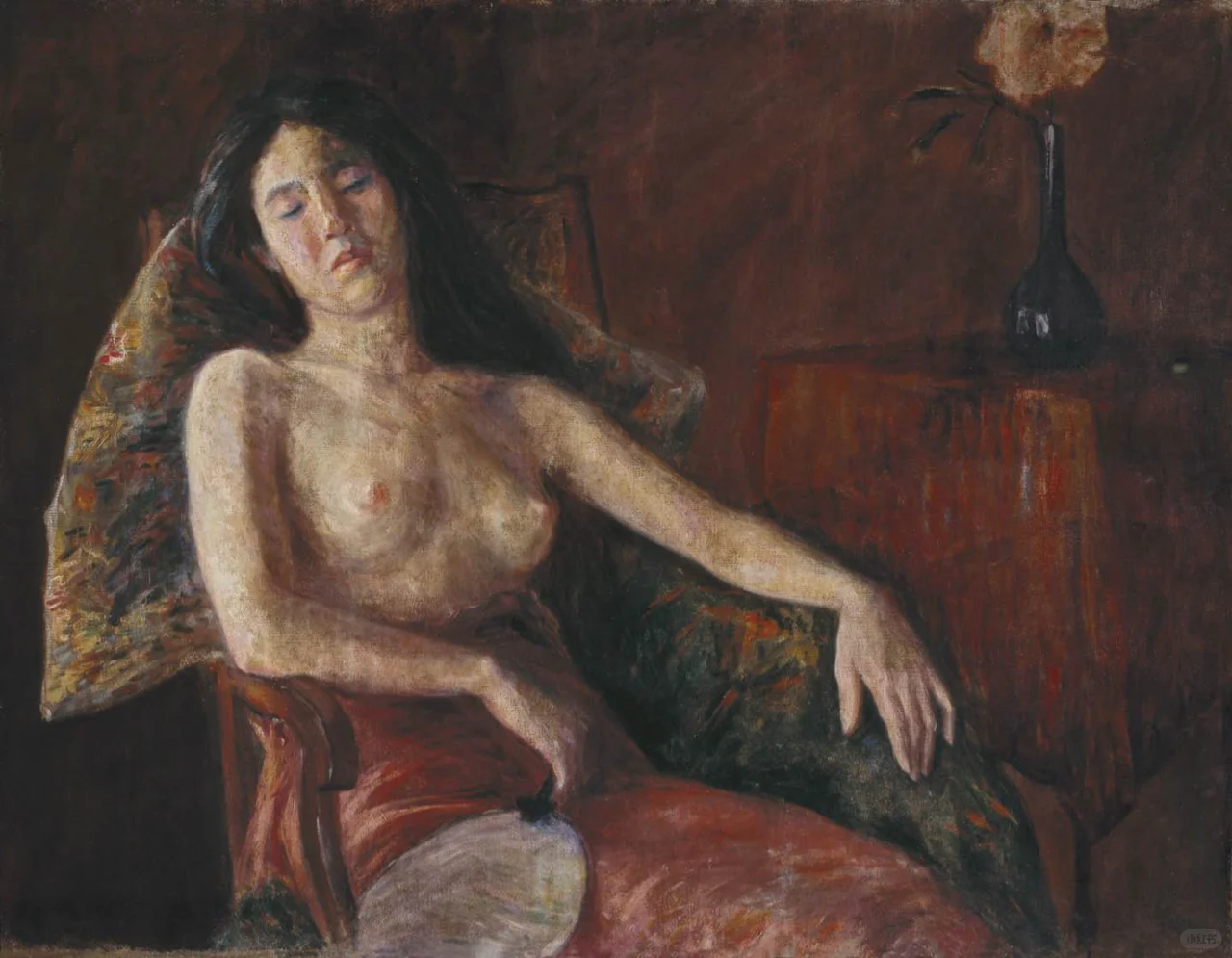 经典再现，李叔同《半裸女像》的恬静之美