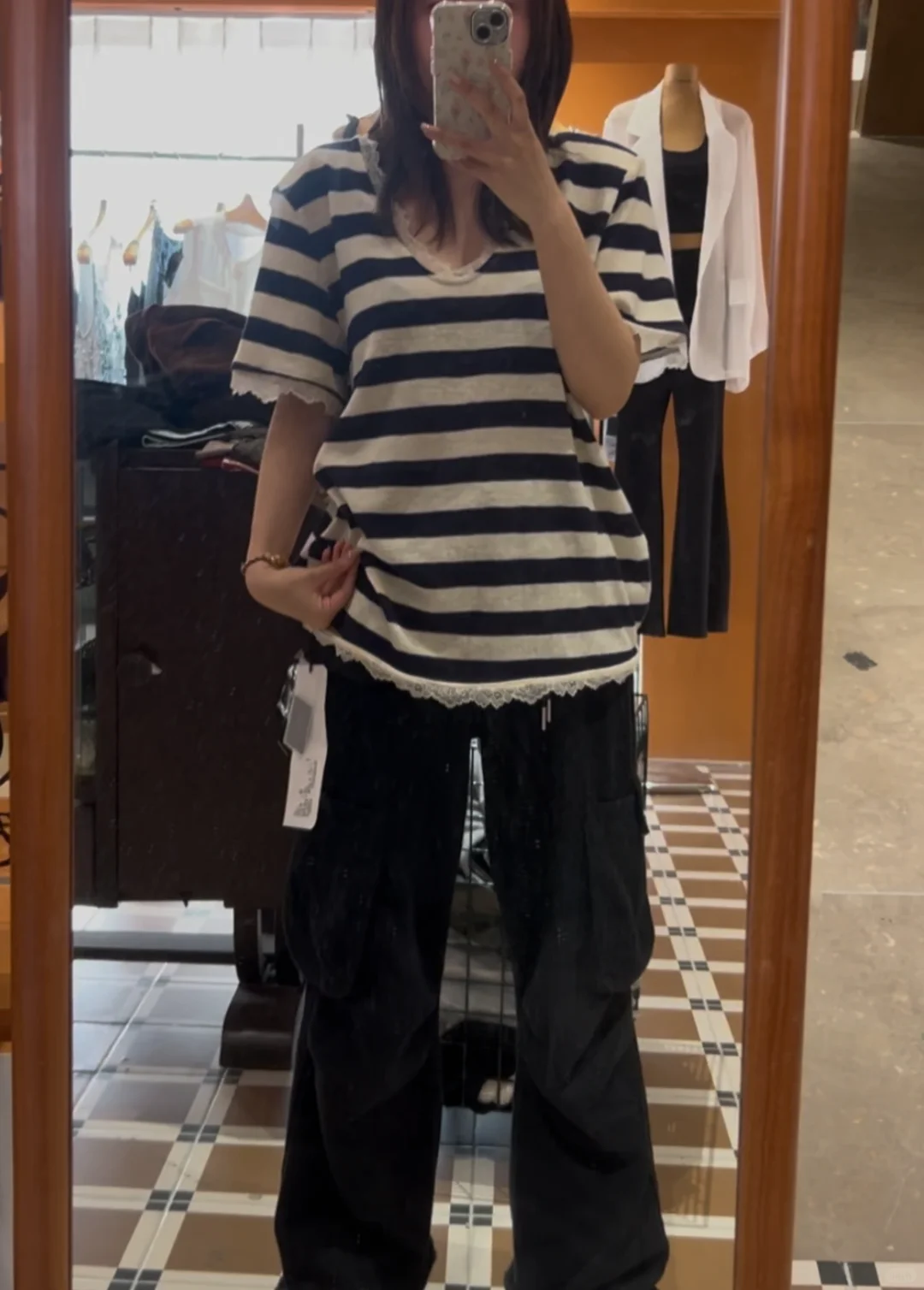 实拍这条休闲条纹yyds～