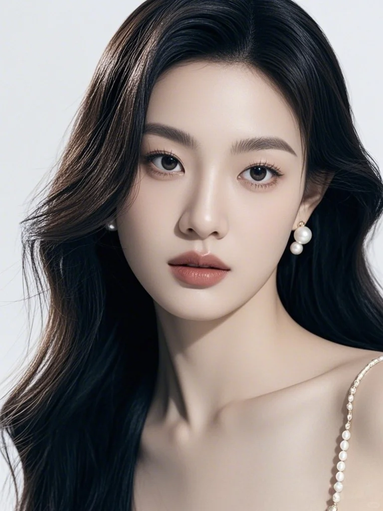 纯白色背景美业模特