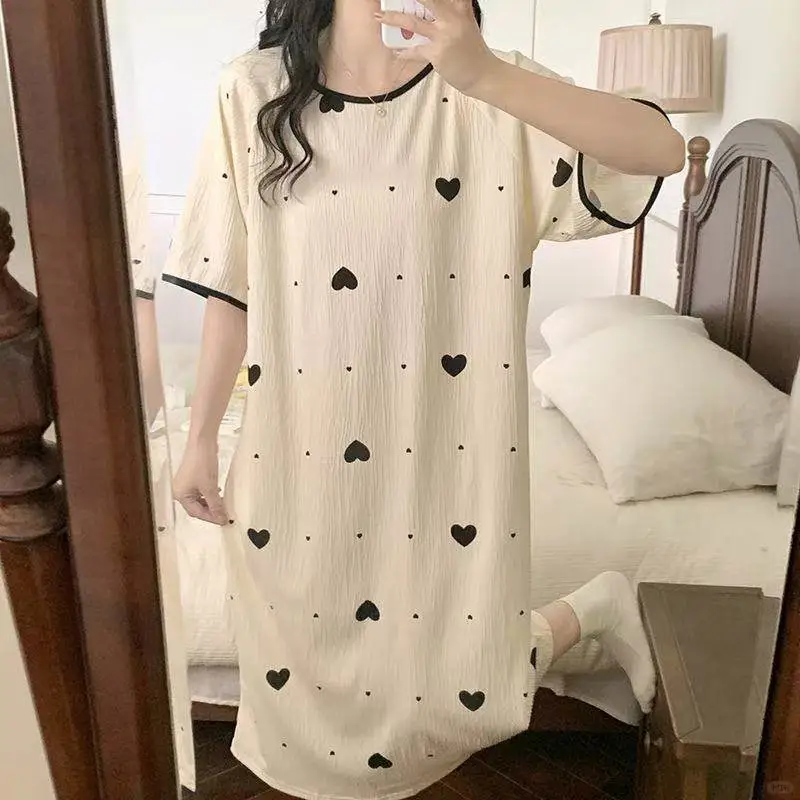 上新啦！夏季短袖睡裙女云朵棉ins卡通家居服女外穿裙子