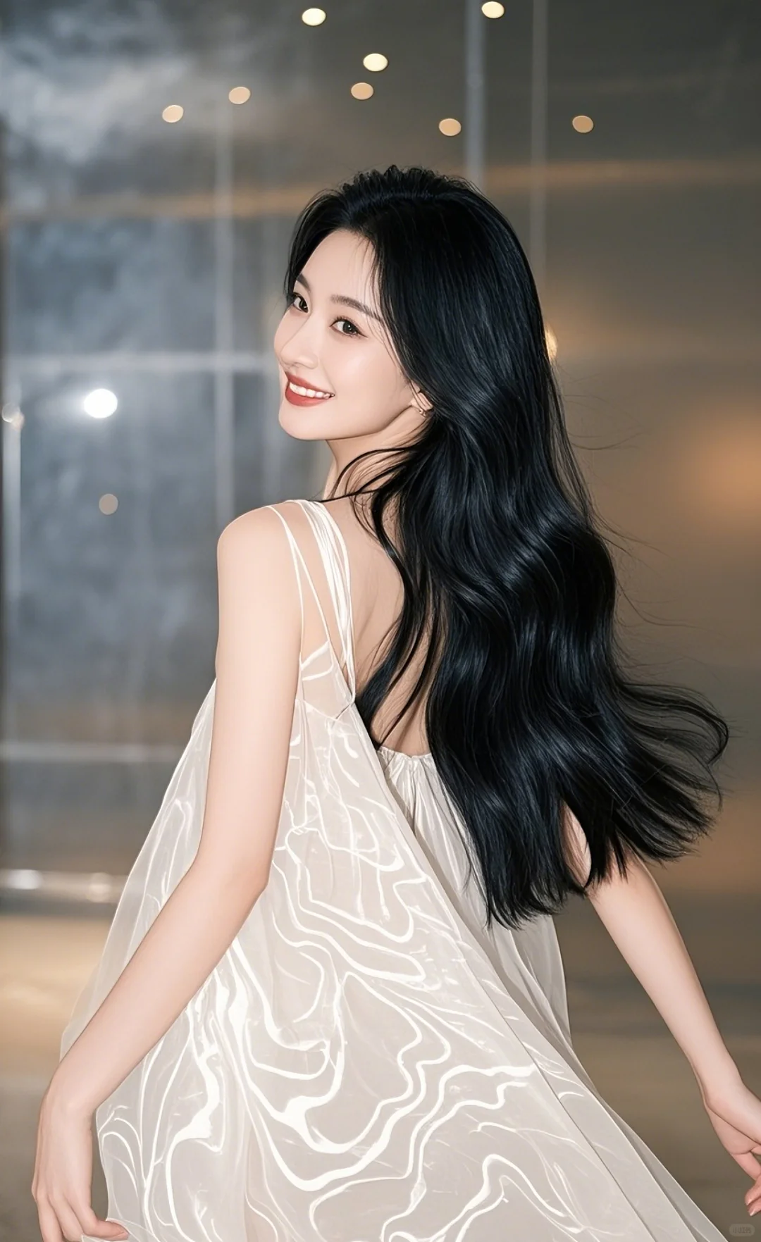 时尚风情风 😎#纱裙长发美女😎