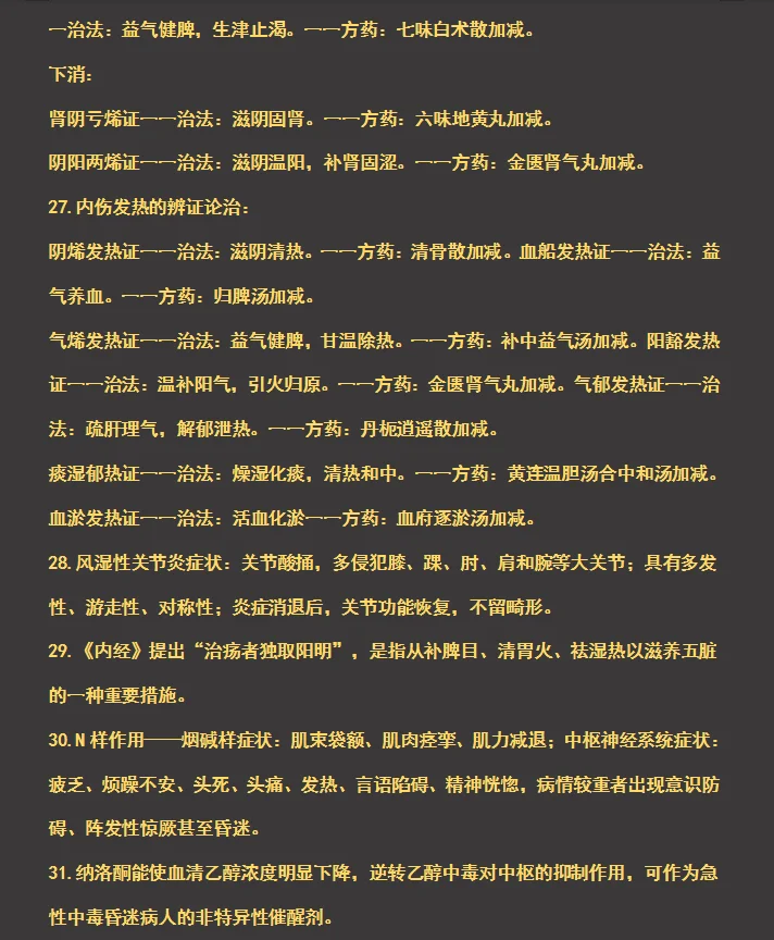 315中医内科 核心考点汇总 学习打卡✌️