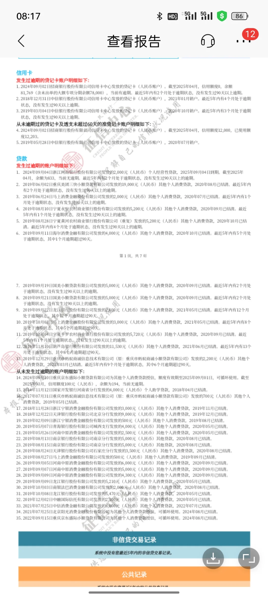 我这个征信是不是废了