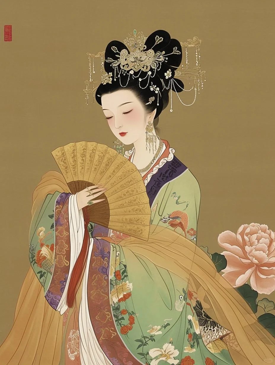 古典东方‖唐代宫装美人图，玉面芙蓉含笑开