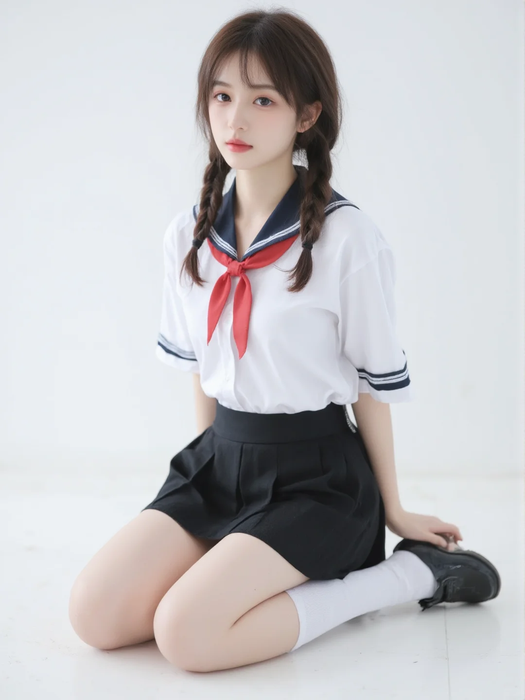 被朋友问爆的JK制服写真！白袜+乐福鞋yyds